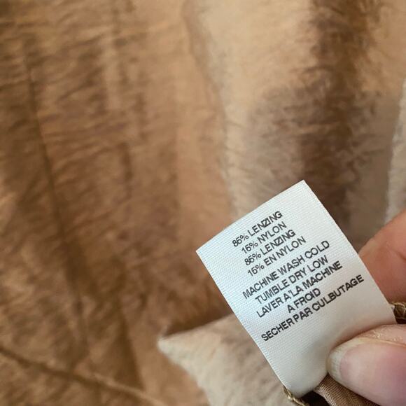 NWT Self Contrast Anthropologie Tan Brown Long Sleeve Tunic Blouse size Medium - Picture 10 of 10